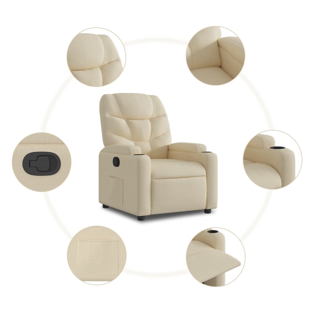 Fauteuil inclinable en tissu crème - XIOS
