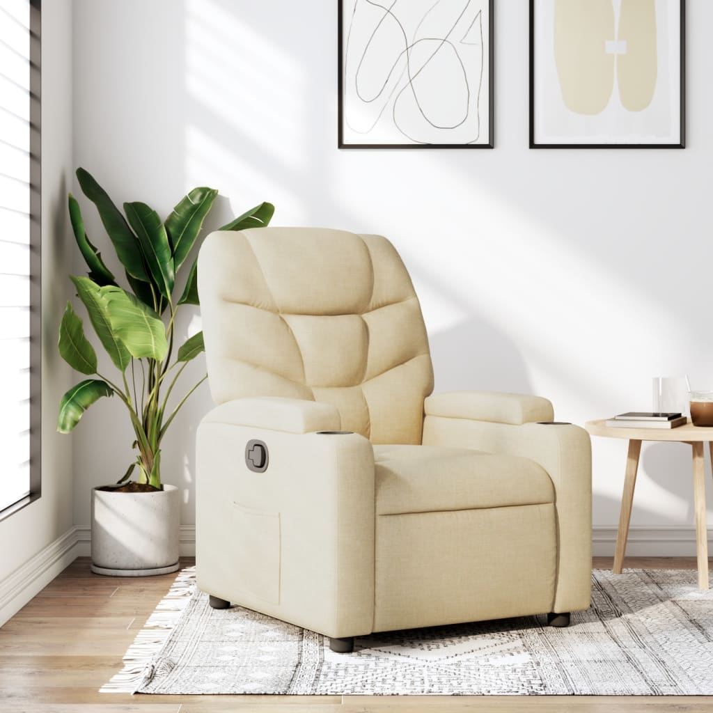 Fauteuil inclinable en tissu crème - XIOS