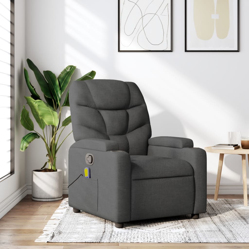 Fauteuil de massage inclinable gris foncé tissu - XIOS