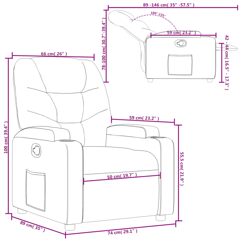 Fauteuil inclinable en similicuir crème - XIOS