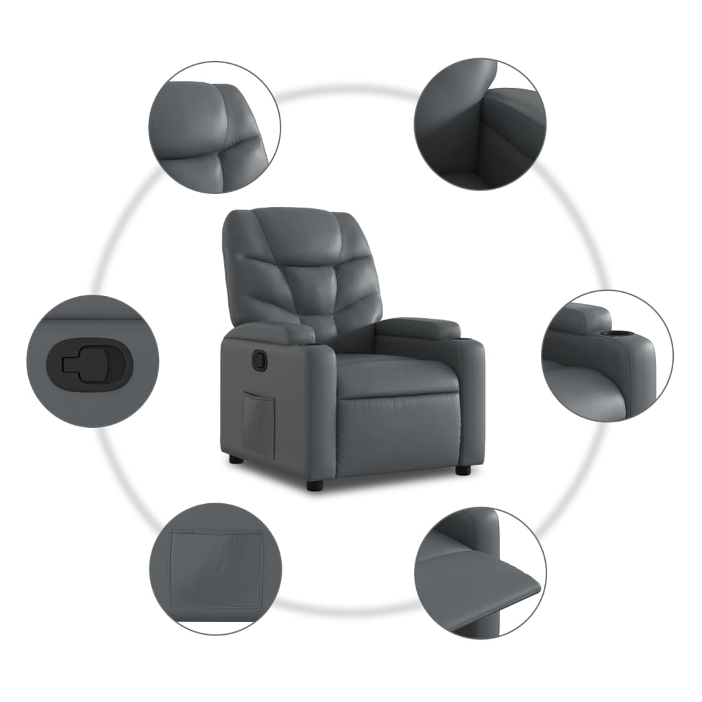 Fauteuil inclinable en similicuir gris - XIOS