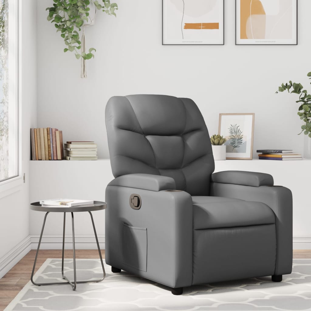 Fauteuil inclinable en similicuir gris - XIOS