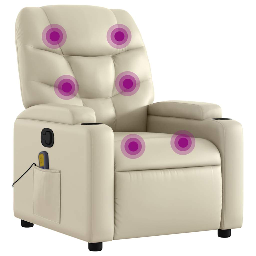 Fauteuil de massage inclinable crème similicuir - XIOS