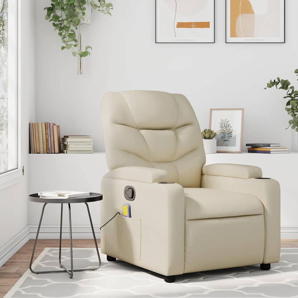Fauteuil de massage inclinable crème similicuir - XIOS