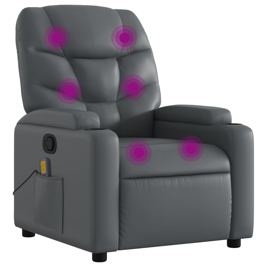 Fauteuil de massage inclinable gris similicuir - XIOS