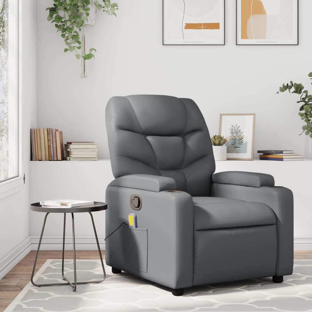 Fauteuil de massage inclinable gris similicuir - XIOS