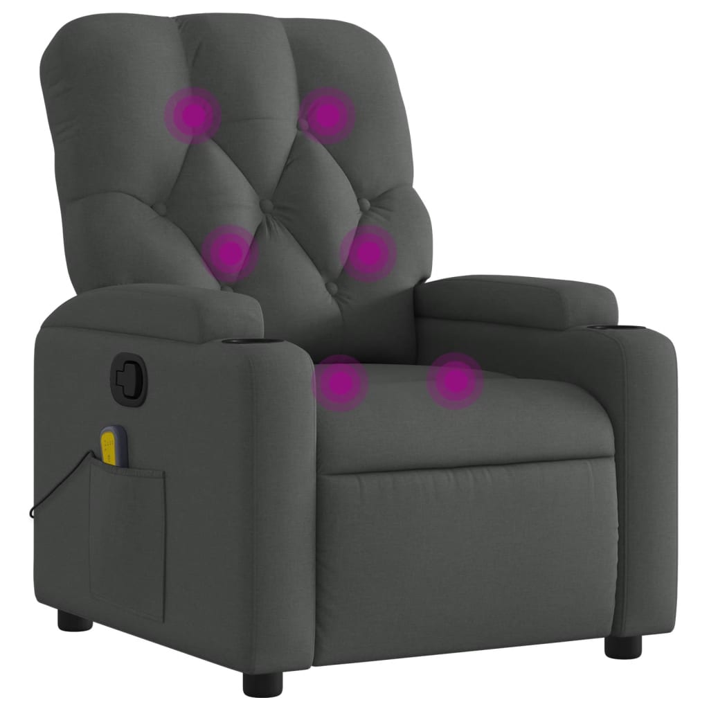 Fauteuil de massage inclinable gris foncé tissu - XIOS