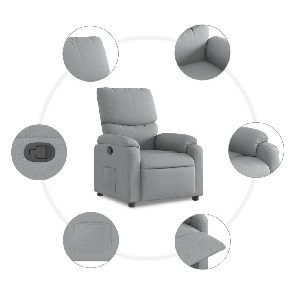 Fauteuil inclinable en tissu gris clair - XIOS