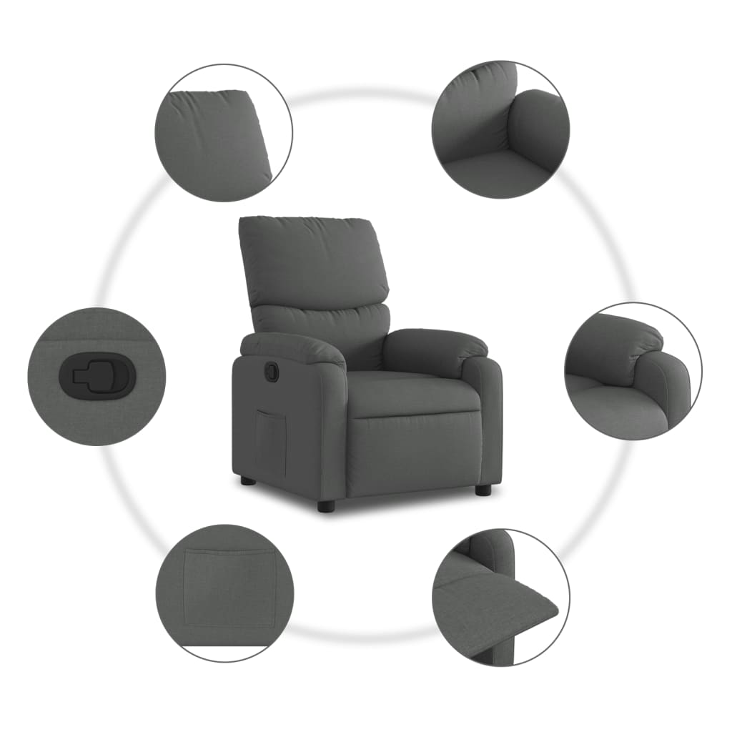 Fauteuil inclinable en tissu gris foncé - XIOS
