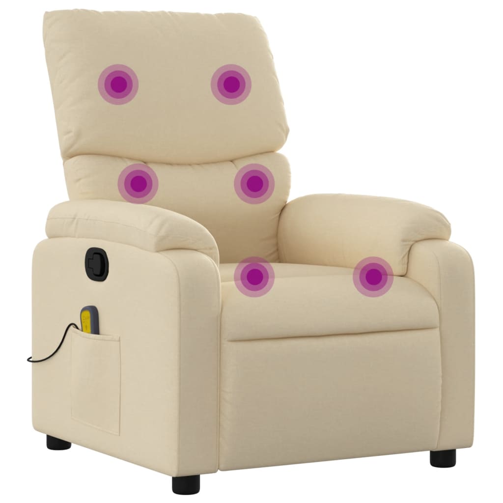 Fauteuil de massage inclinable crème tissu - XIOS