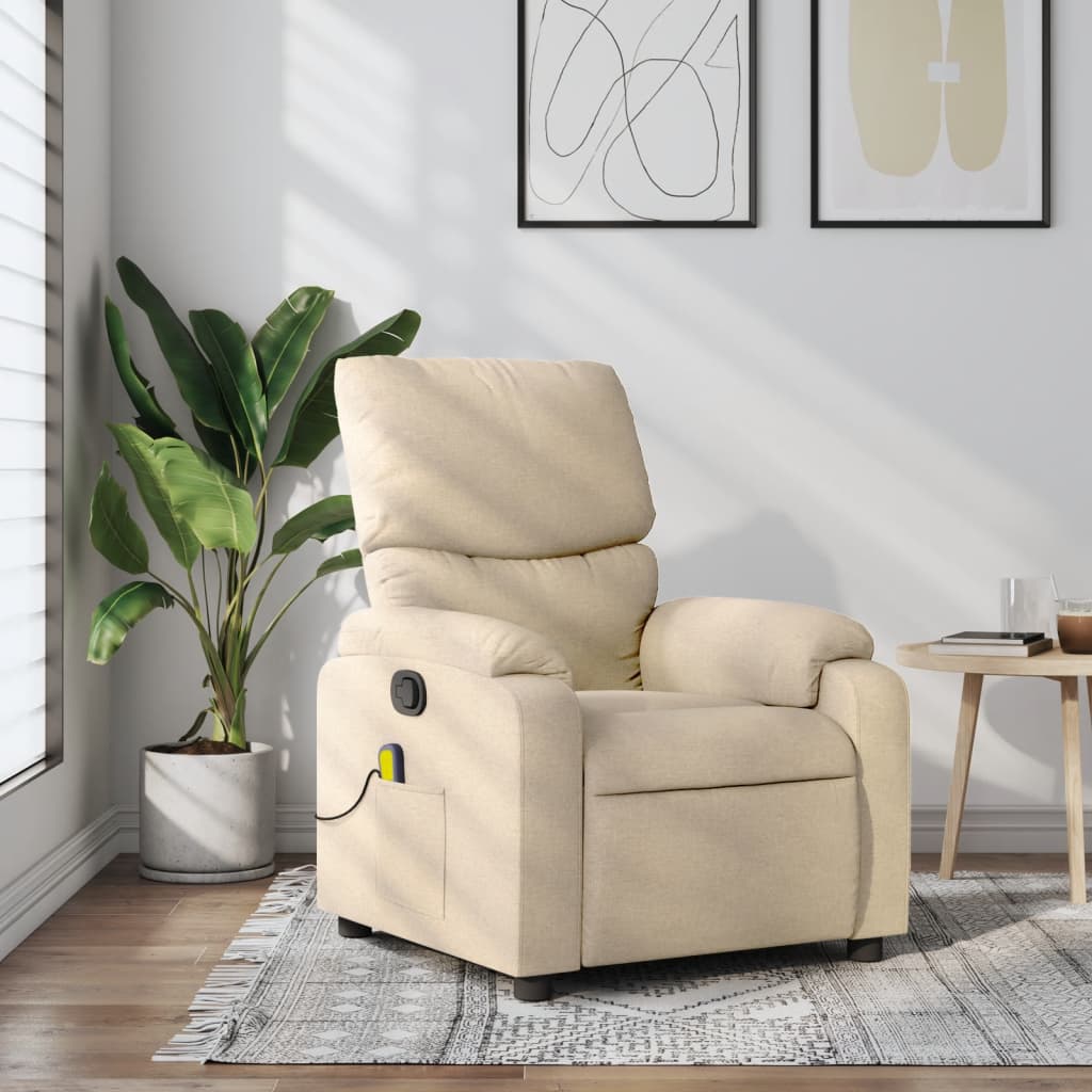 Fauteuil de massage inclinable crème tissu - XIOS