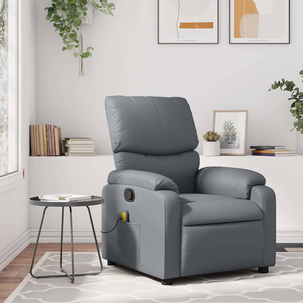 Fauteuil de massage inclinable gris similicuir - XIOS