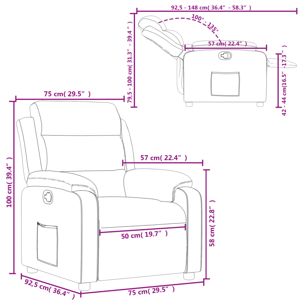 Fauteuil inclinable en tissu noir - XIOS
