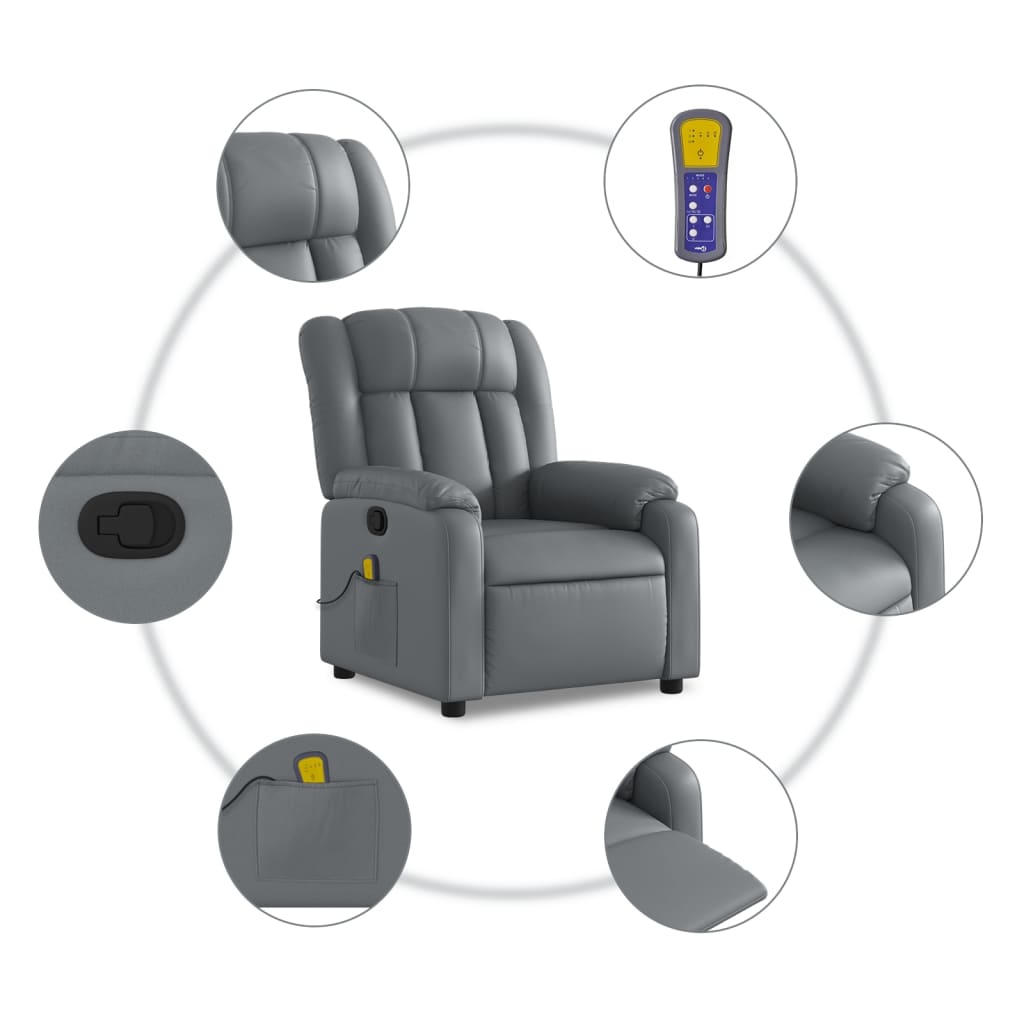Fauteuil de massage inclinable gris similicuir - XIOS