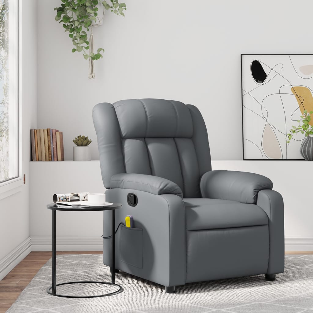 Fauteuil de massage inclinable gris similicuir - XIOS
