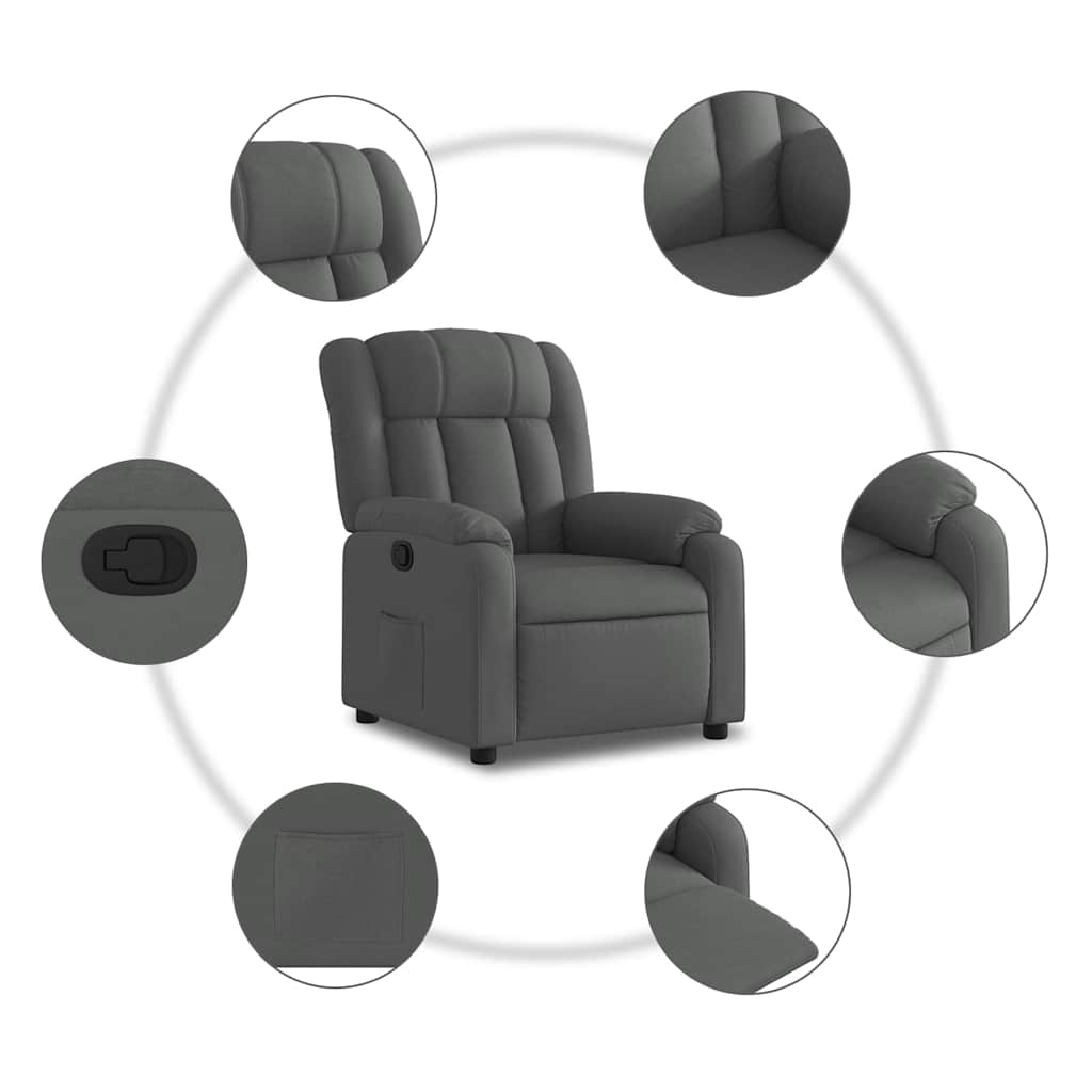 Fauteuil inclinable en tissu gris foncé