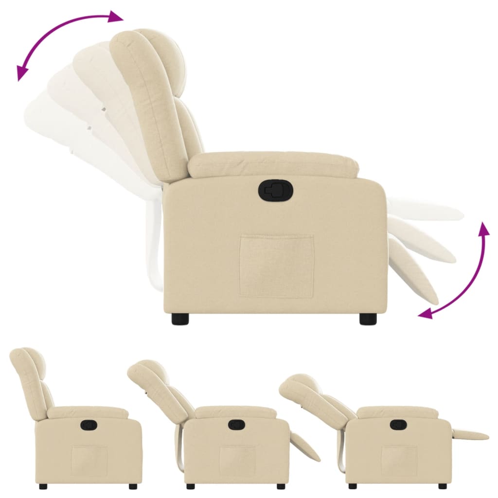 Fauteuil inclinable en tissu crème - XIOS