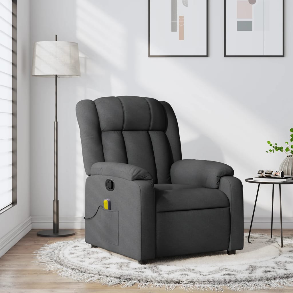 Fauteuil de massage inclinable gris foncé tissu - XIOS