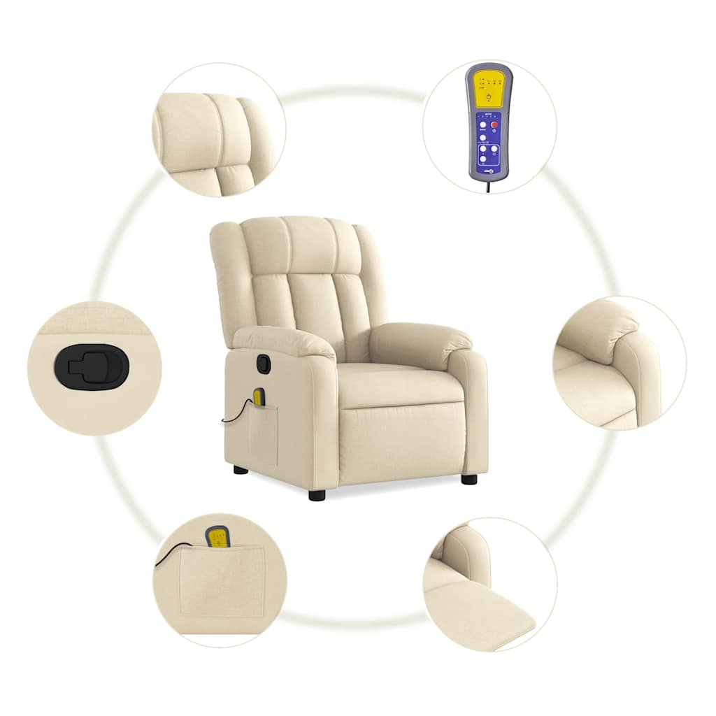 Fauteuil de massage inclinable crème tissu - XIOS