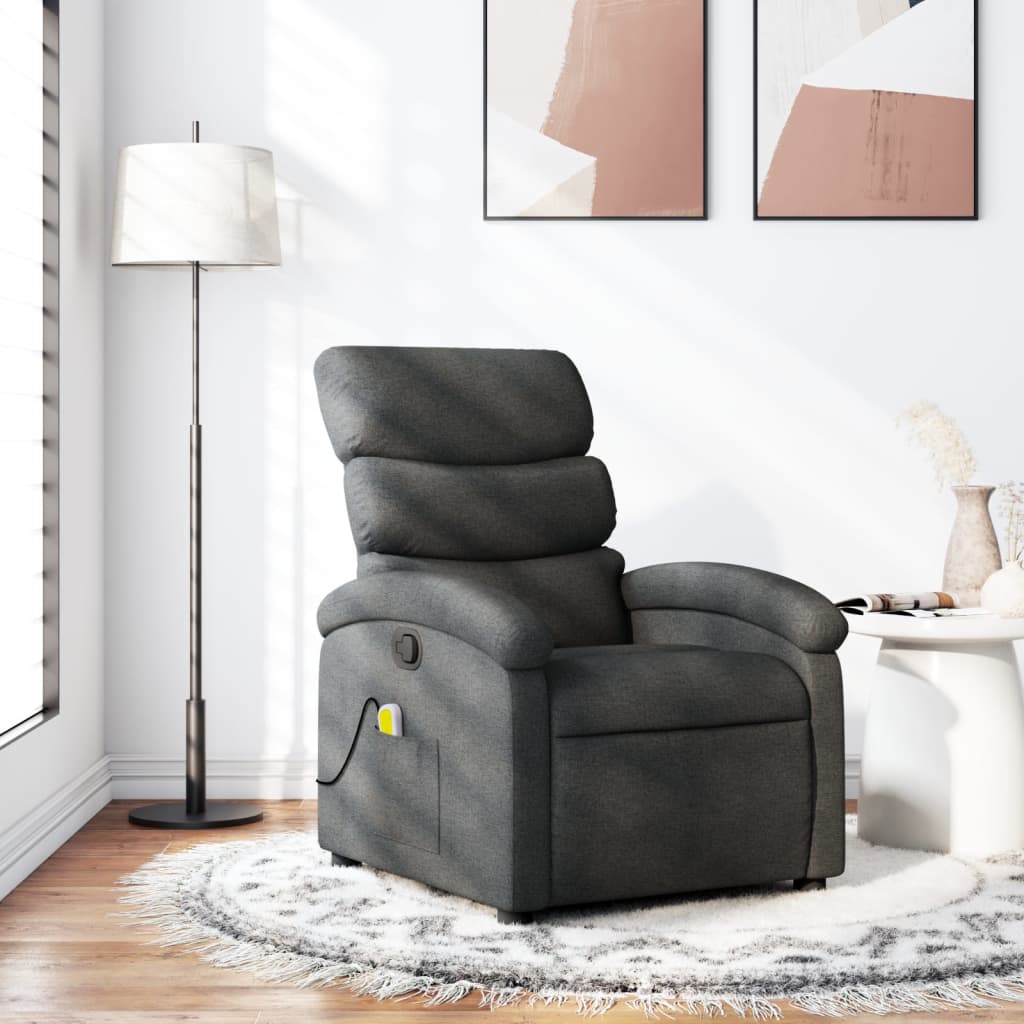 Fauteuil inclinable de massage gris foncé tissu - XIOS