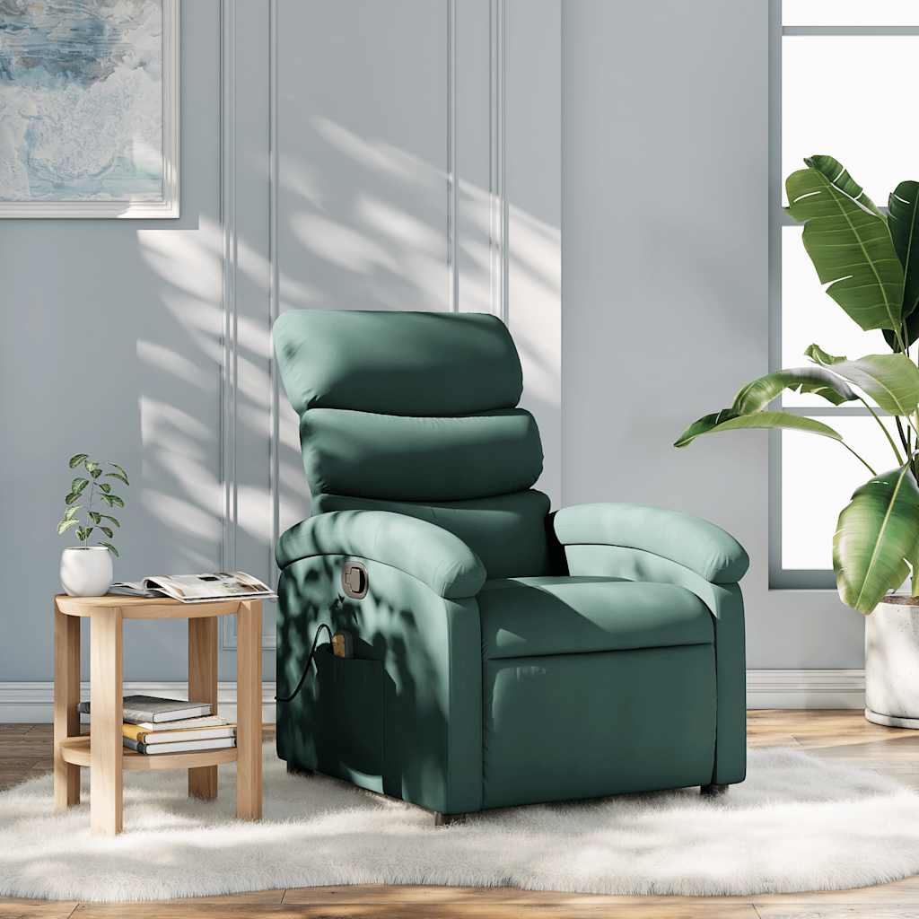 Fauteuil inclinable de massage vert foncé tissu - XIOS