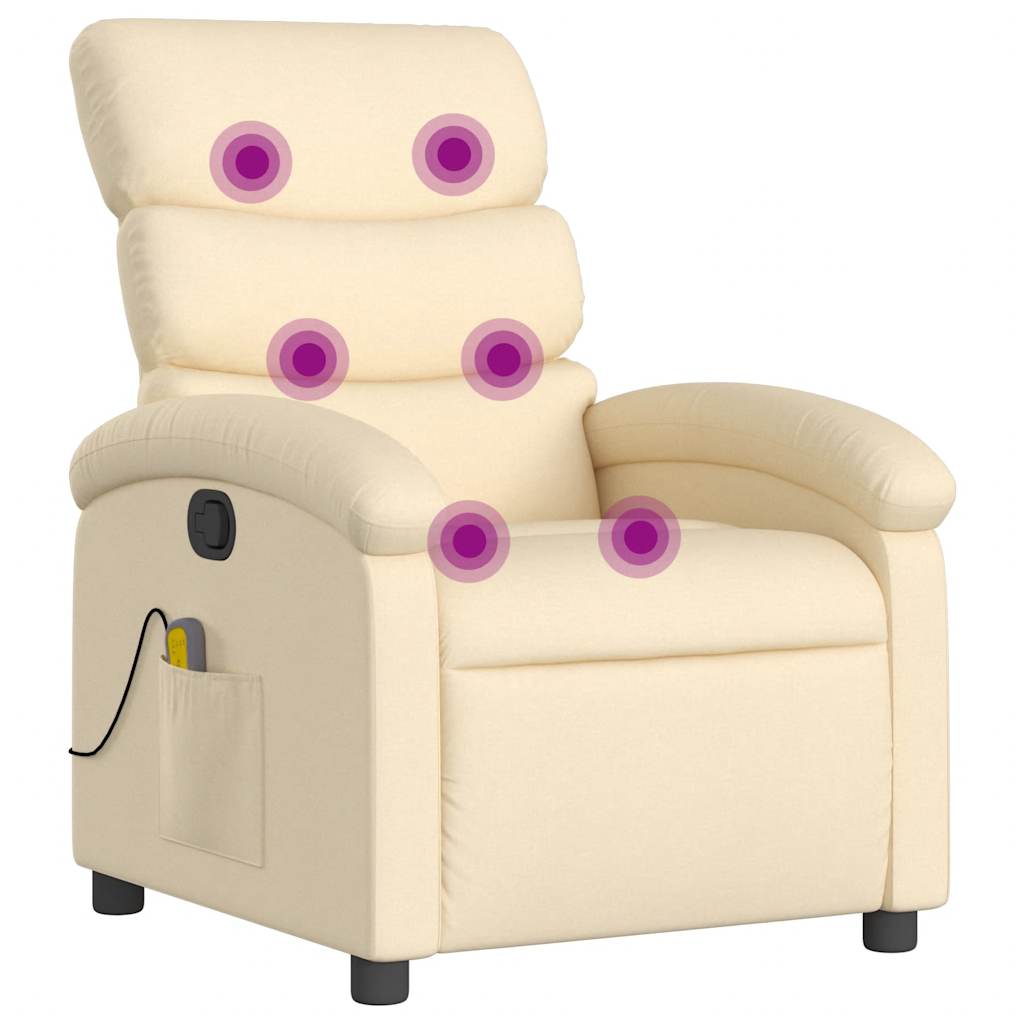 Fauteuil inclinable de massage crème tissu