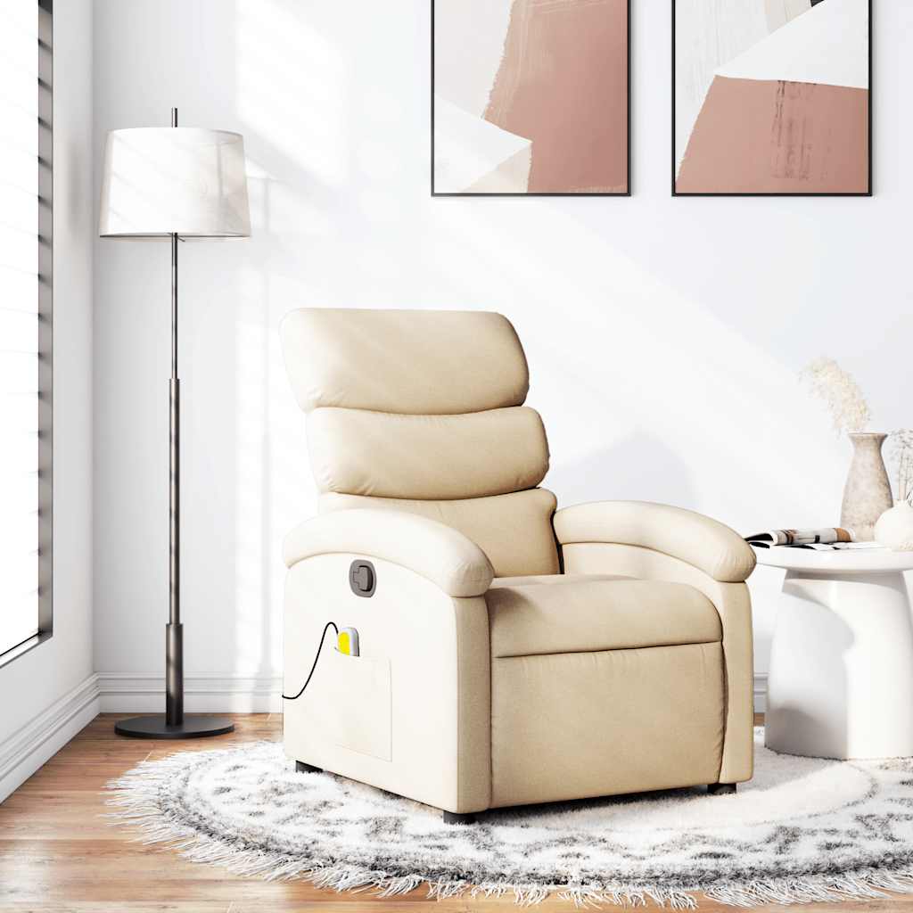 Fauteuil inclinable de massage crème tissu - XIOS