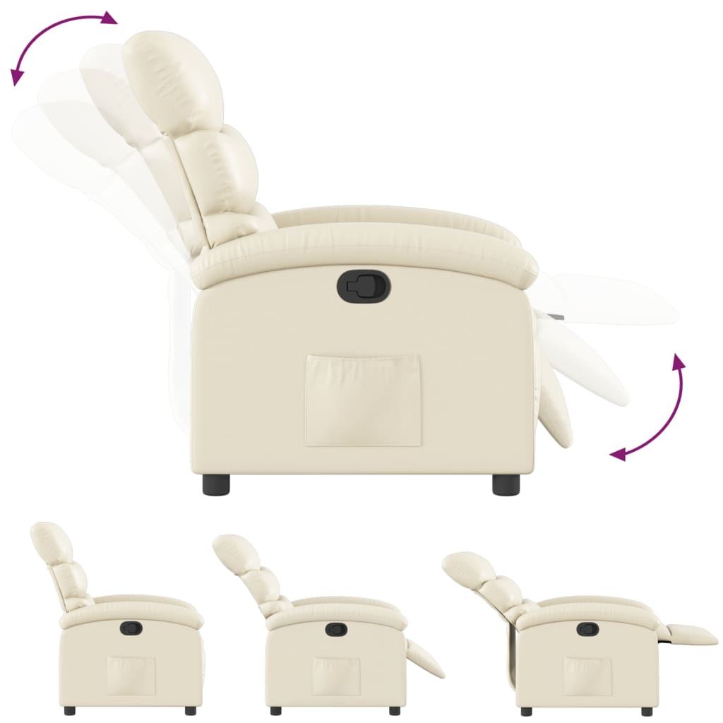 Fauteuil inclinable en similicuir crème - XIOS