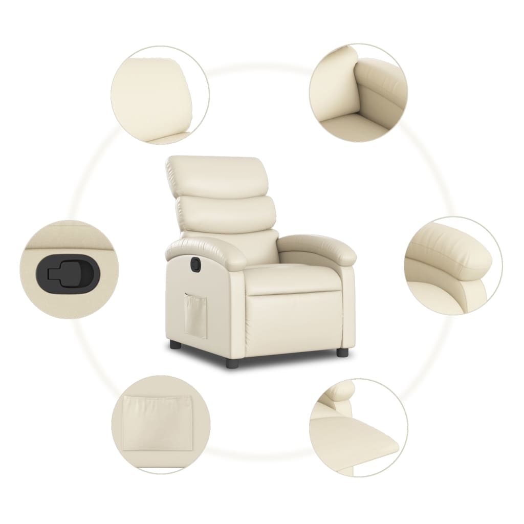 Fauteuil inclinable en similicuir crème - XIOS