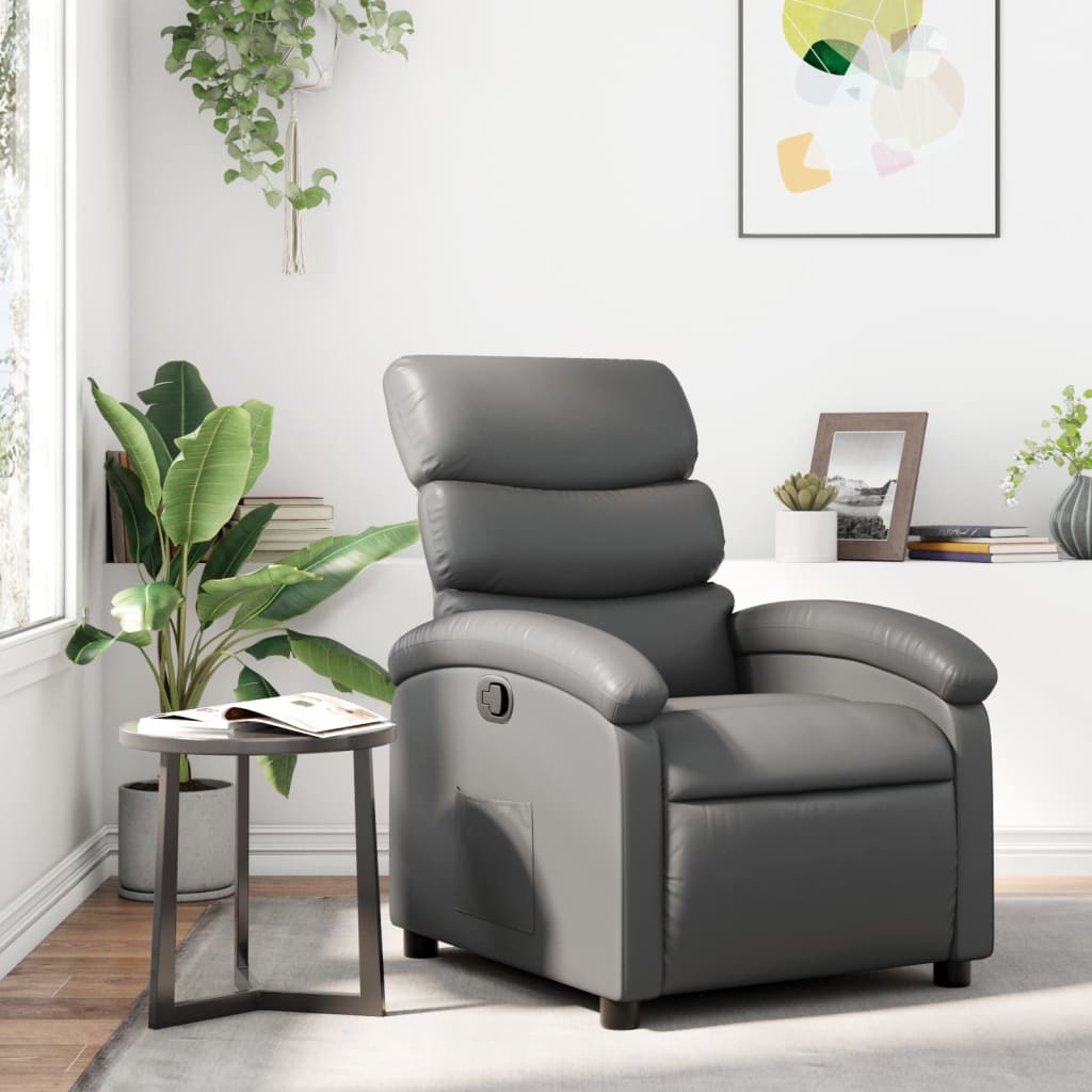 Fauteuil inclinable gris similicuir - XIOS
