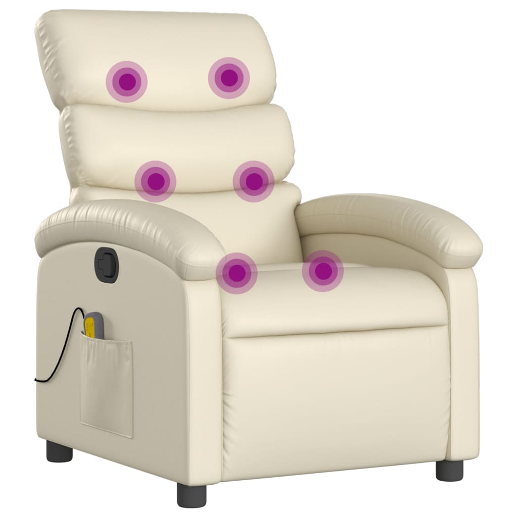 Fauteuil de massage inclinable crème similicuir - XIOS