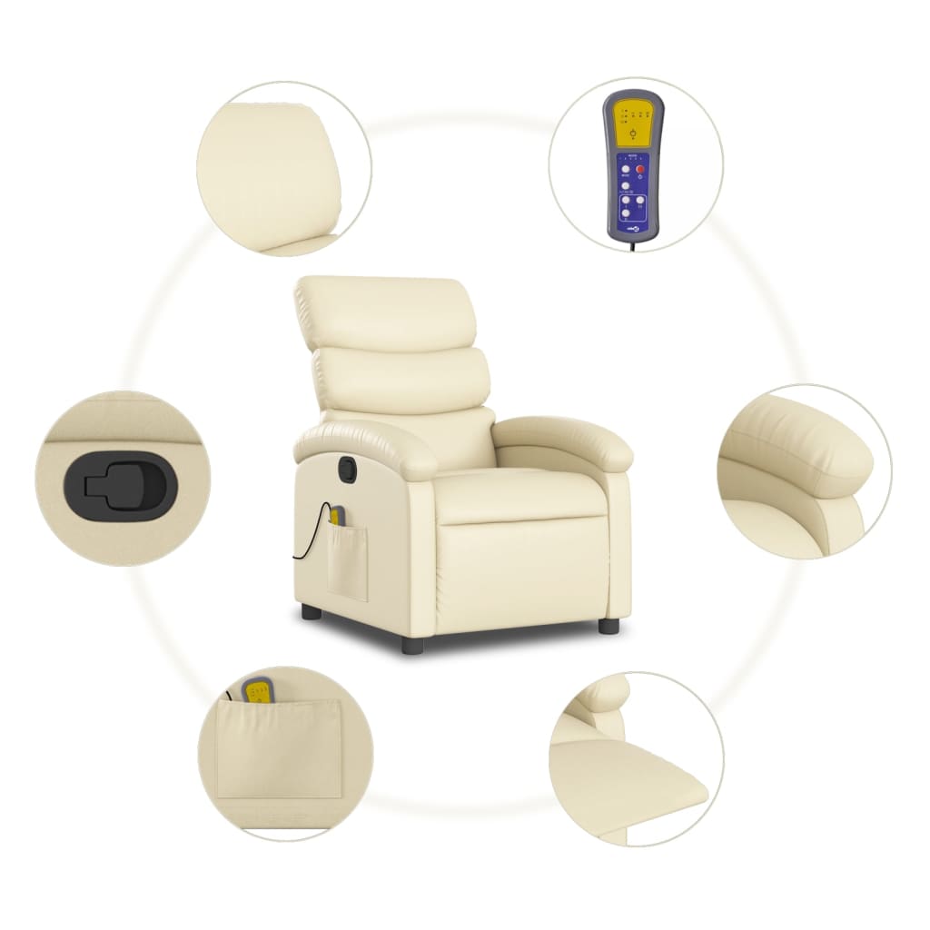 Fauteuil de massage inclinable crème similicuir - XIOS