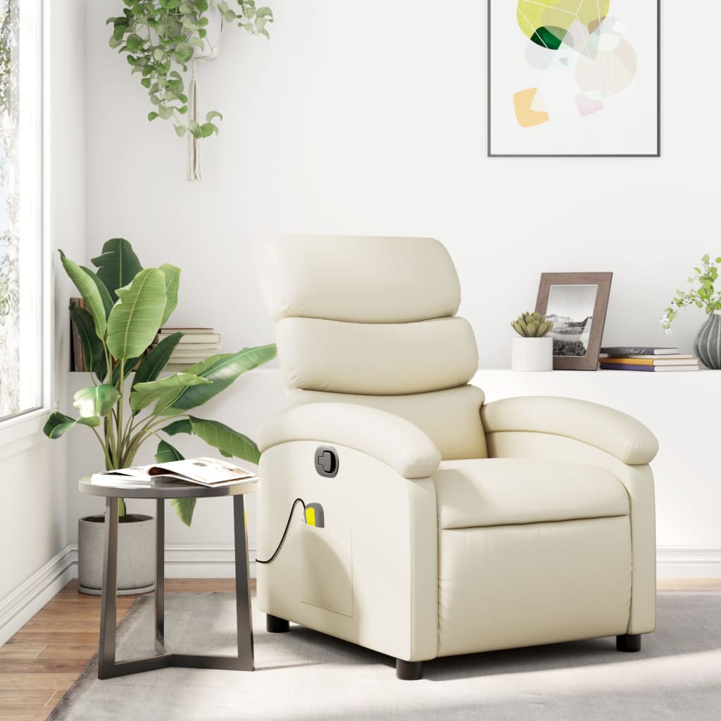Fauteuil de massage inclinable crème similicuir - XIOS