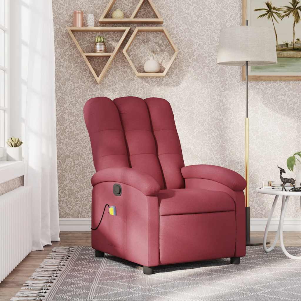 Fauteuil de massage inclinable rouge bordeaux tissu - XIOS