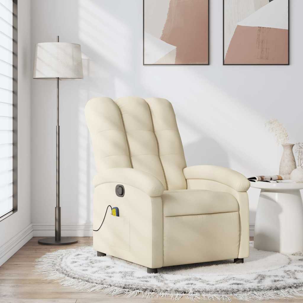 Fauteuil inclinable de massage crème tissu - XIOS