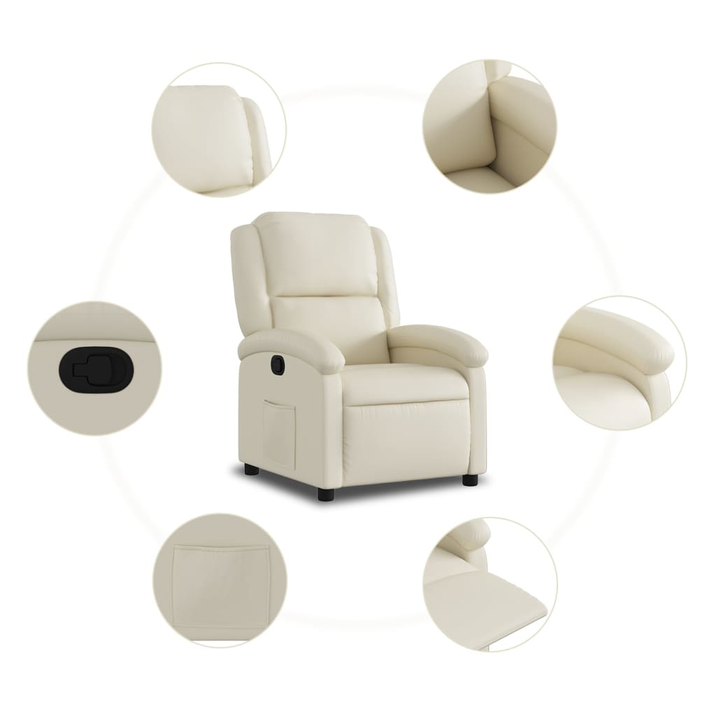 Fauteuil inclinable crème similicuir - XIOS