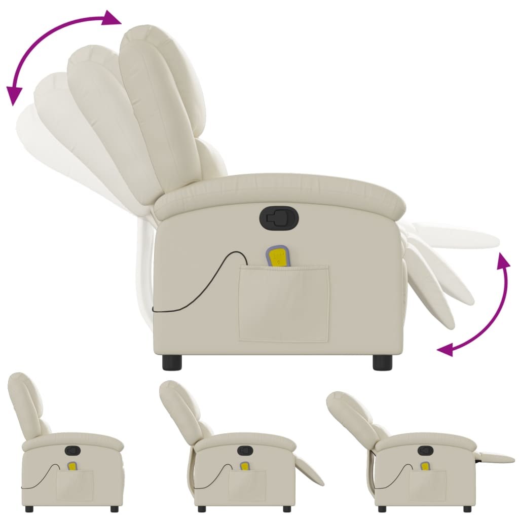 Fauteuil de massage inclinable en similicuir crème - XIOS