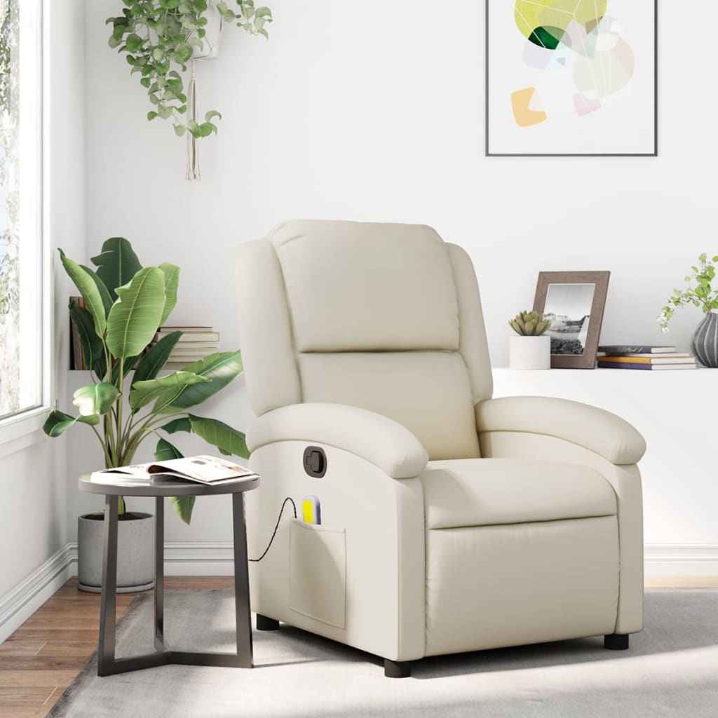 Fauteuil de massage inclinable en similicuir crème - XIOS