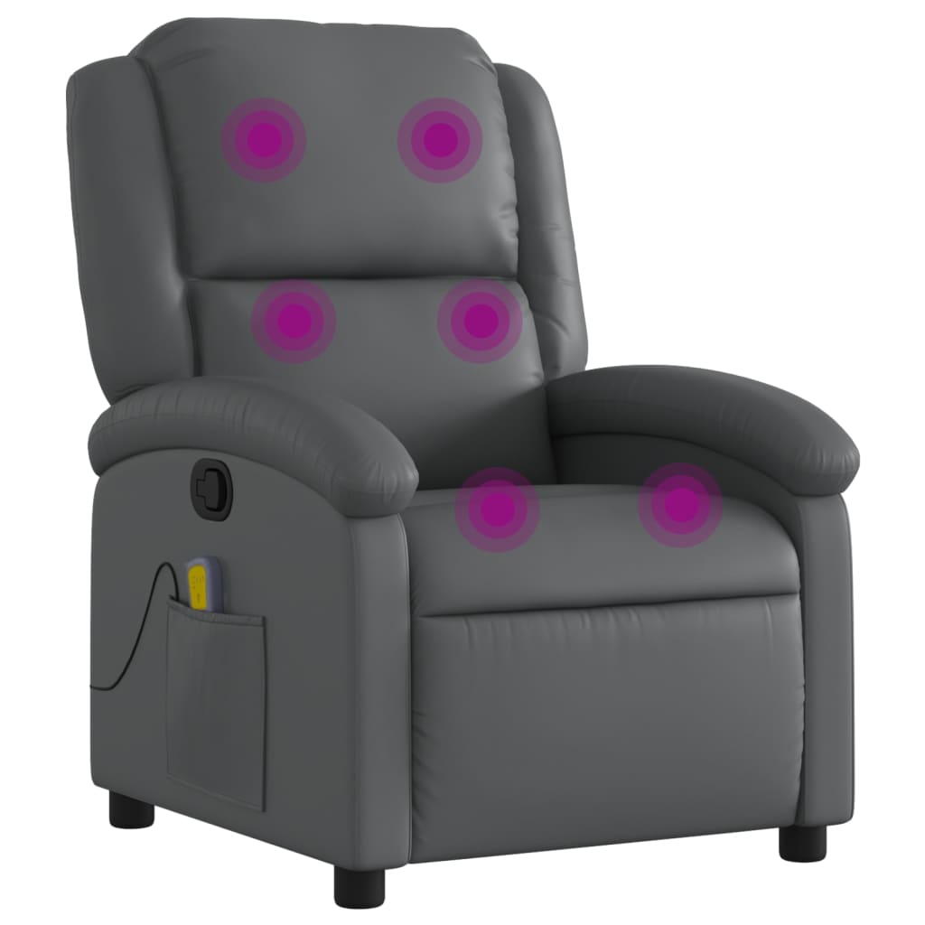 Fauteuil de massage inclinable en similicuir gris