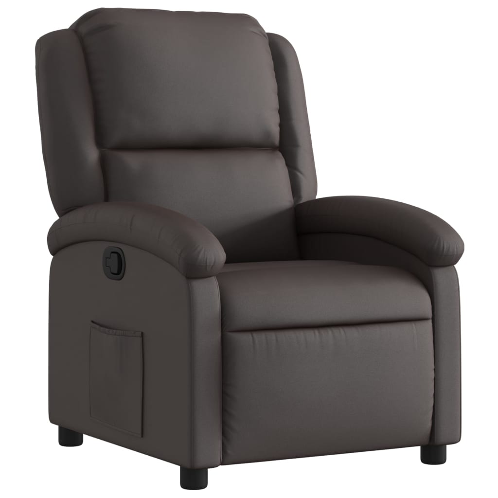 Fauteuil inclinable marron foncé cuir véritable - XIOS