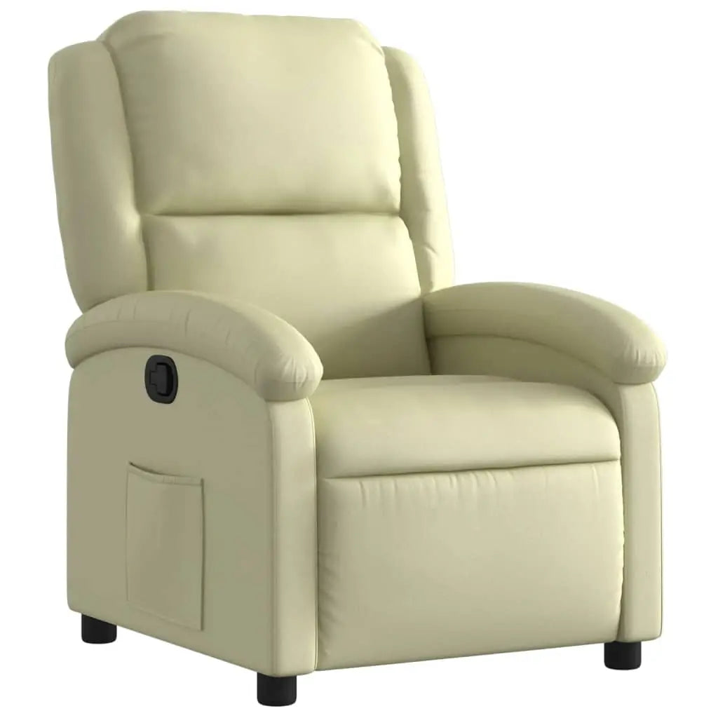 Fauteuil inclinable crème cuir véritable - XIOS