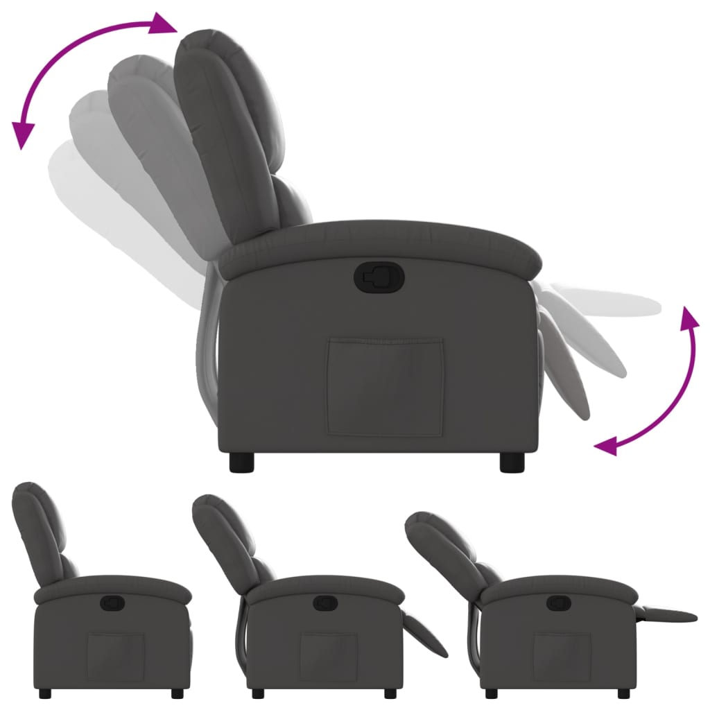Fauteuil inclinable gris cuir véritable - XIOS