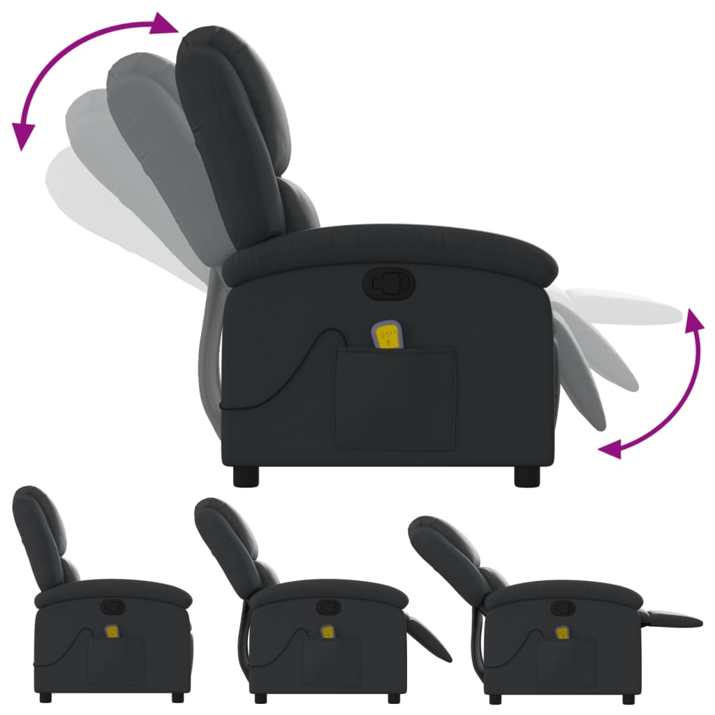 Fauteuil de massage inclinable noir cuir véritable - XIOS