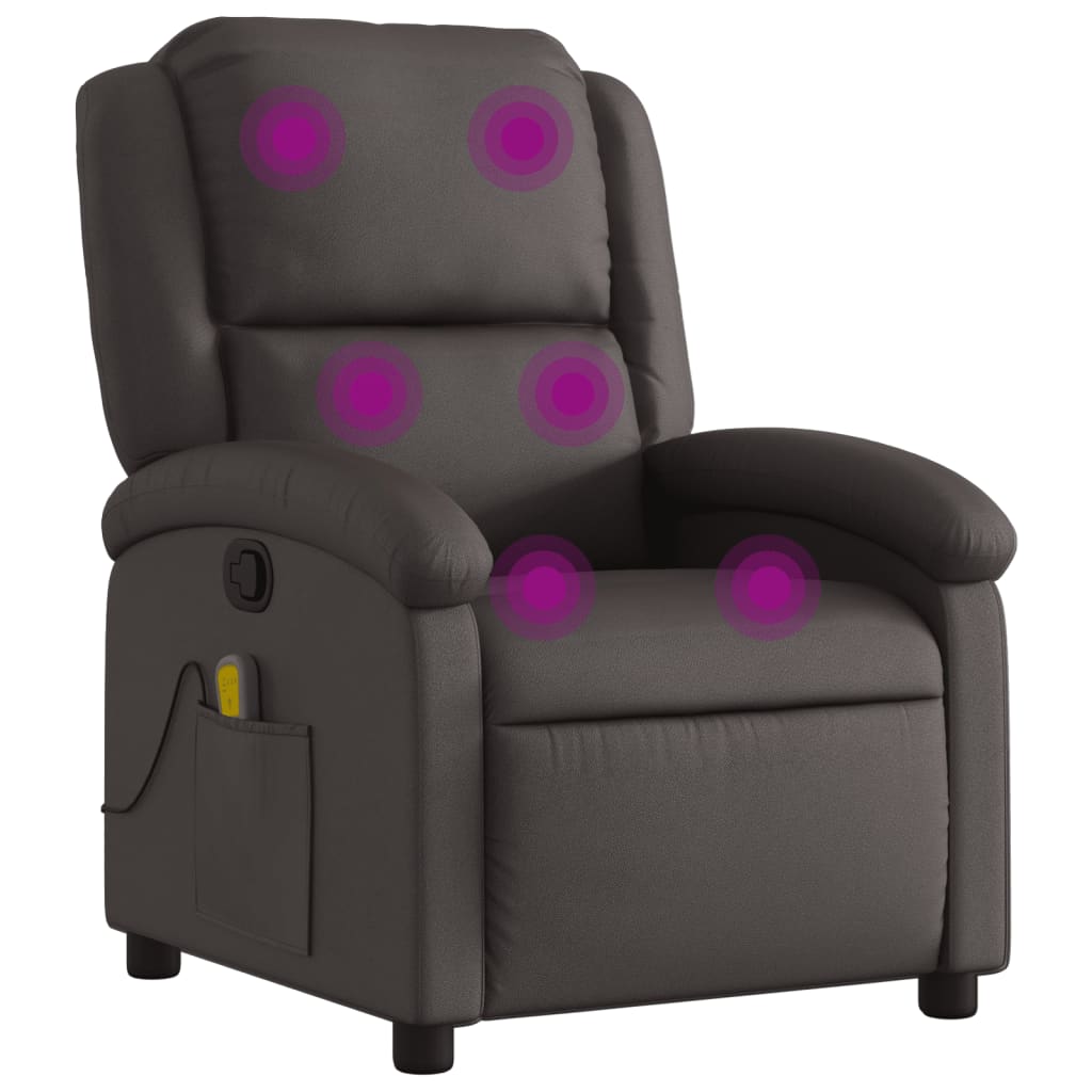 Fauteuil inclinable de massage marron foncé cuir véritable - XIOS