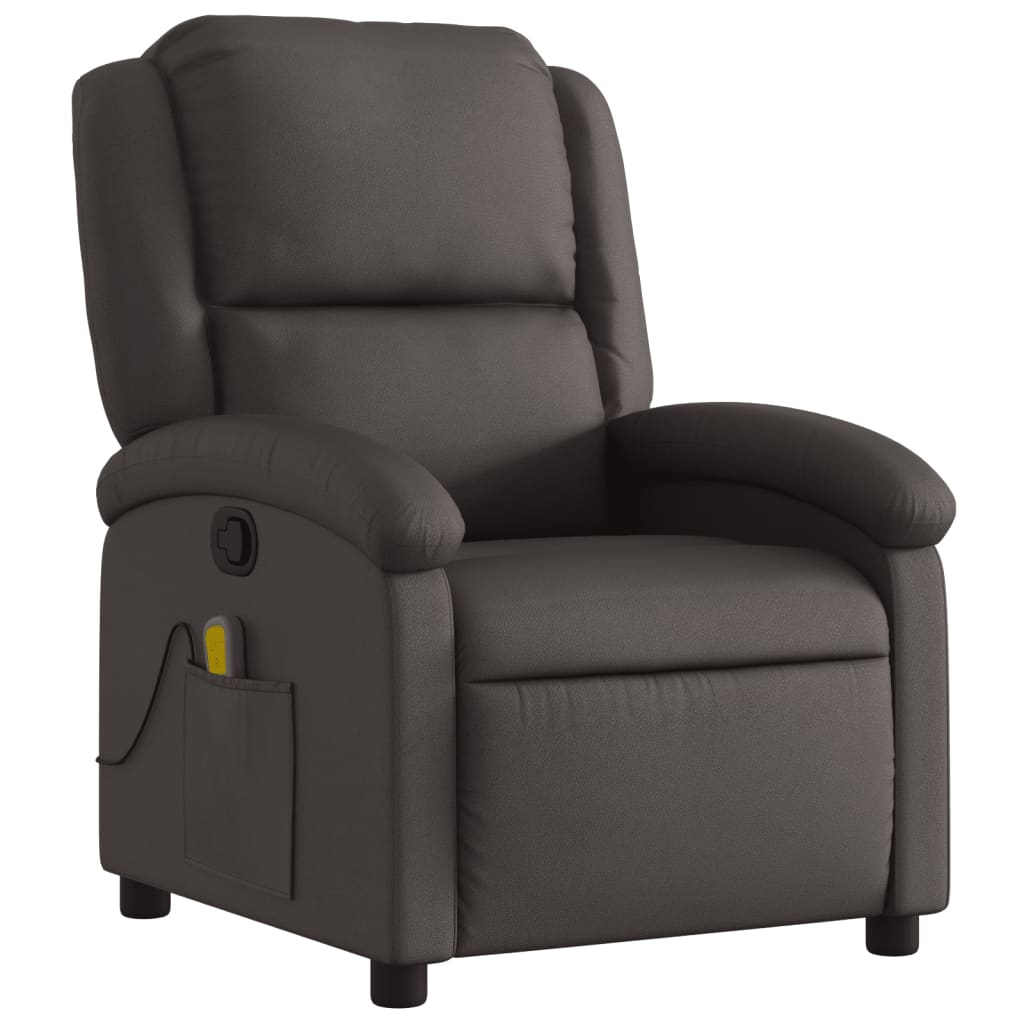Fauteuil inclinable de massage marron foncé cuir véritable - XIOS