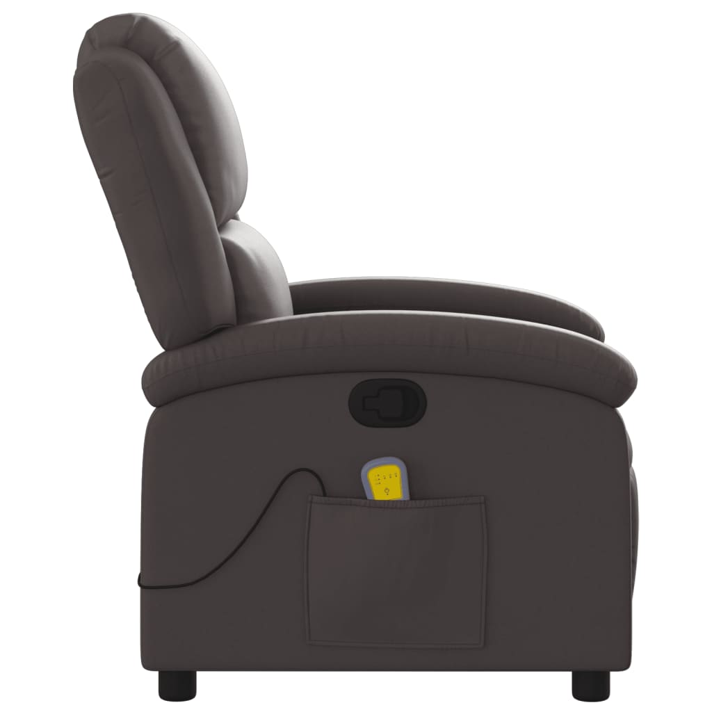 Fauteuil inclinable de massage marron foncé cuir véritable - XIOS
