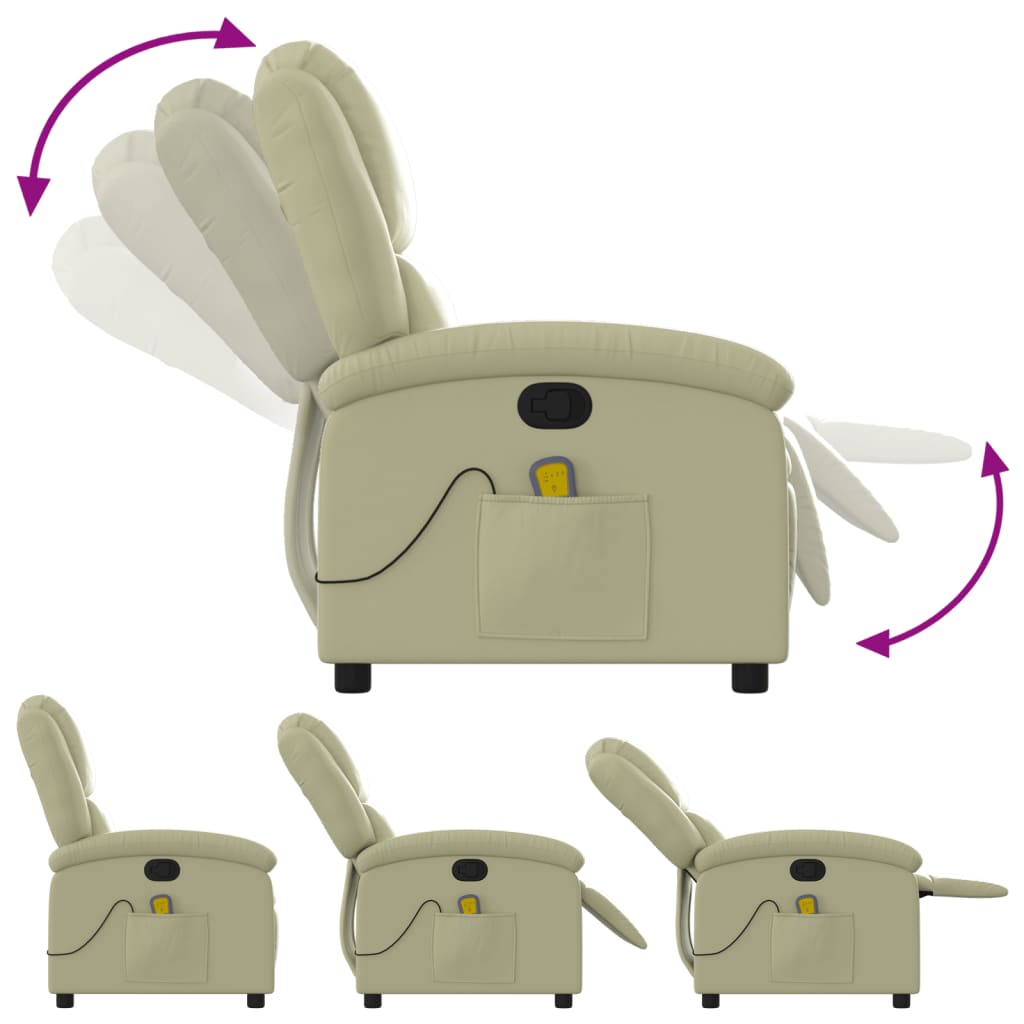 Fauteuil de massage inclinable crème cuir véritable - XIOS