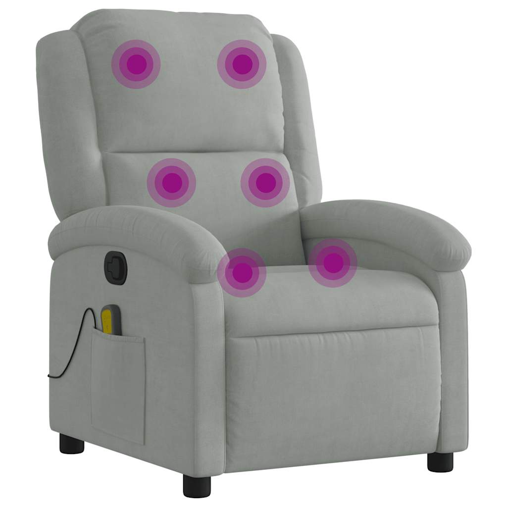 Fauteuil inclinable de massage gris clair velours - XIOS