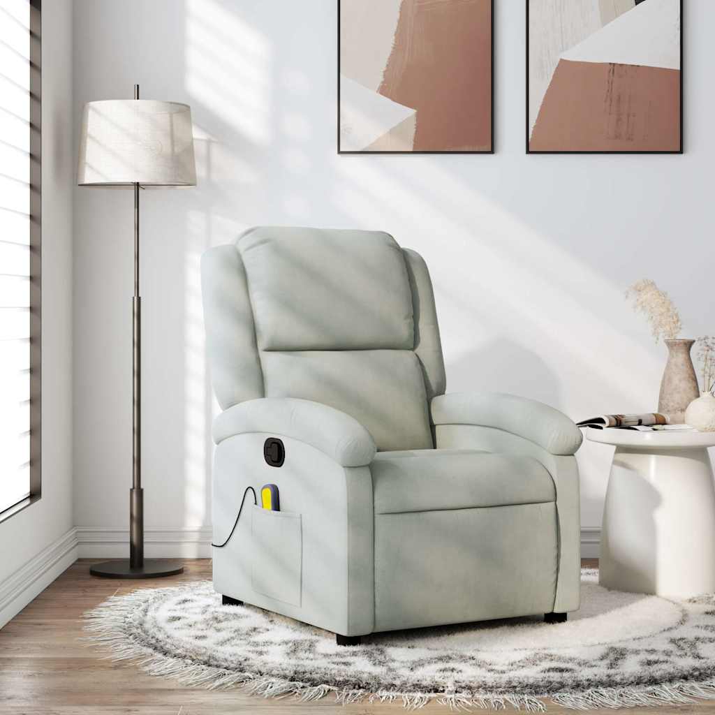 Fauteuil inclinable de massage gris clair velours - XIOS