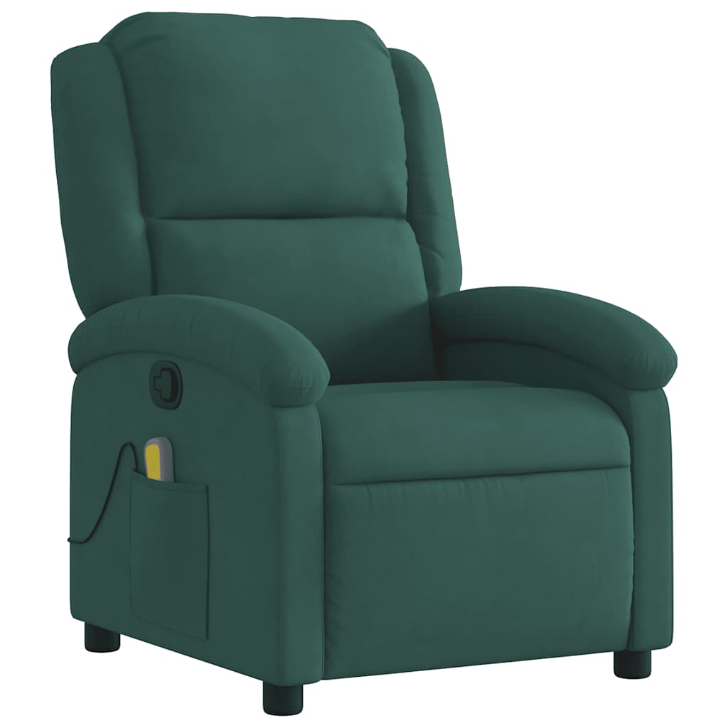 Fauteuil inclinable de massage vert foncé velours - XIOS